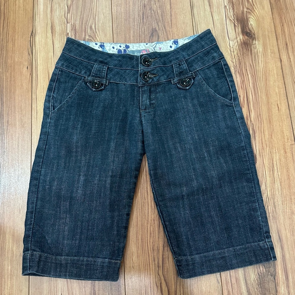 Boom Boom Jeans Women's Y2k Denim Bermuda Shorts Dark Wash Low Rise Size 5